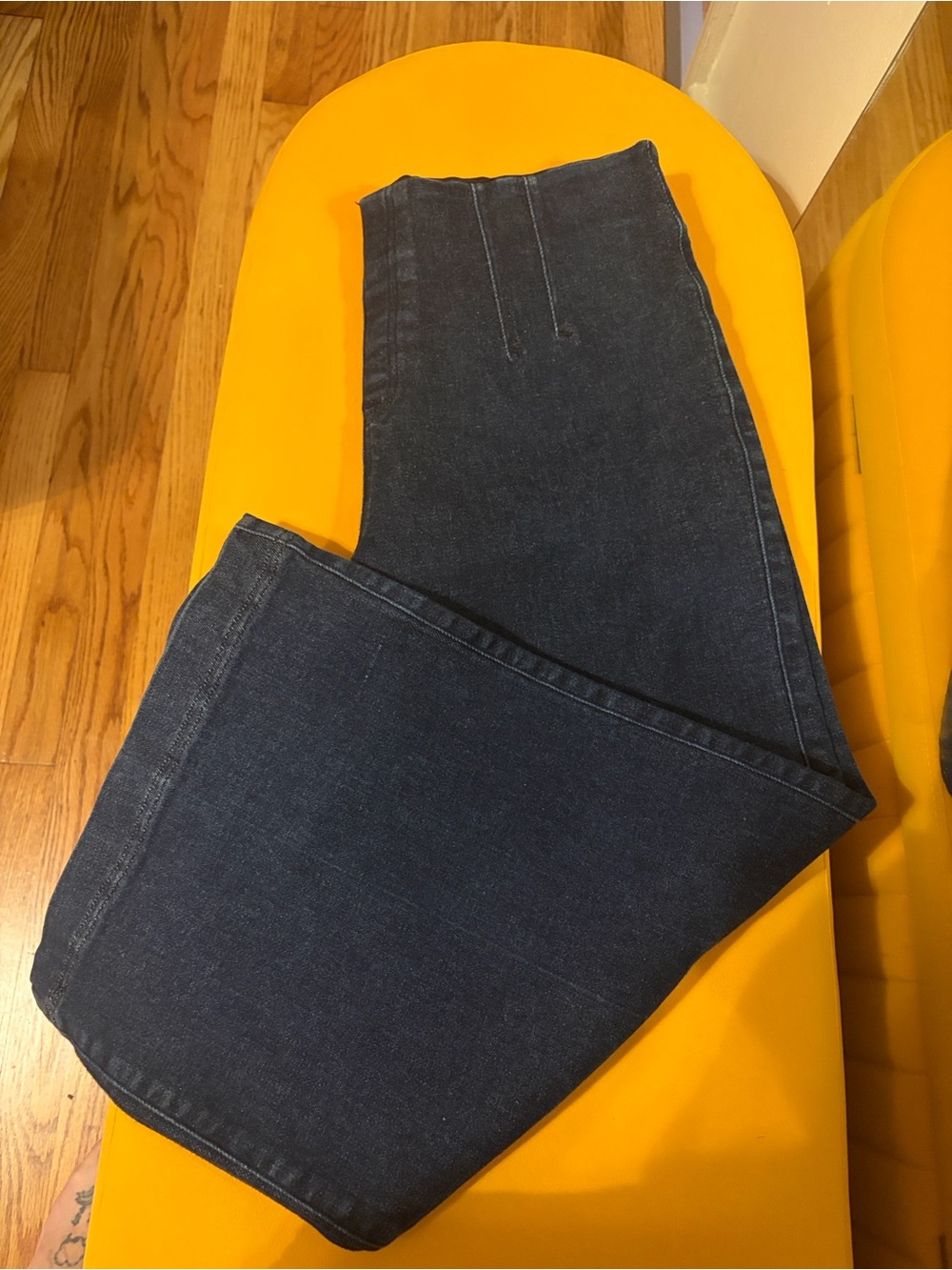 SPANX zero waste band wide leg cropped denim